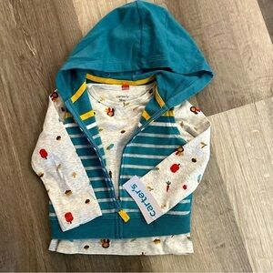 Carters 2 piece set new with tags. Turkeys, pumpkins, acorns,pie,corn. 18 months